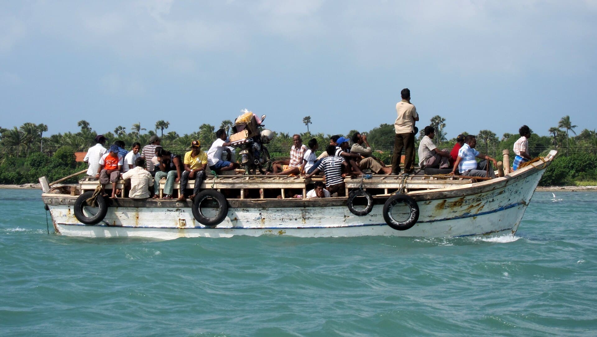 Passenger boat crossing to Nainativu Island near Jaffna