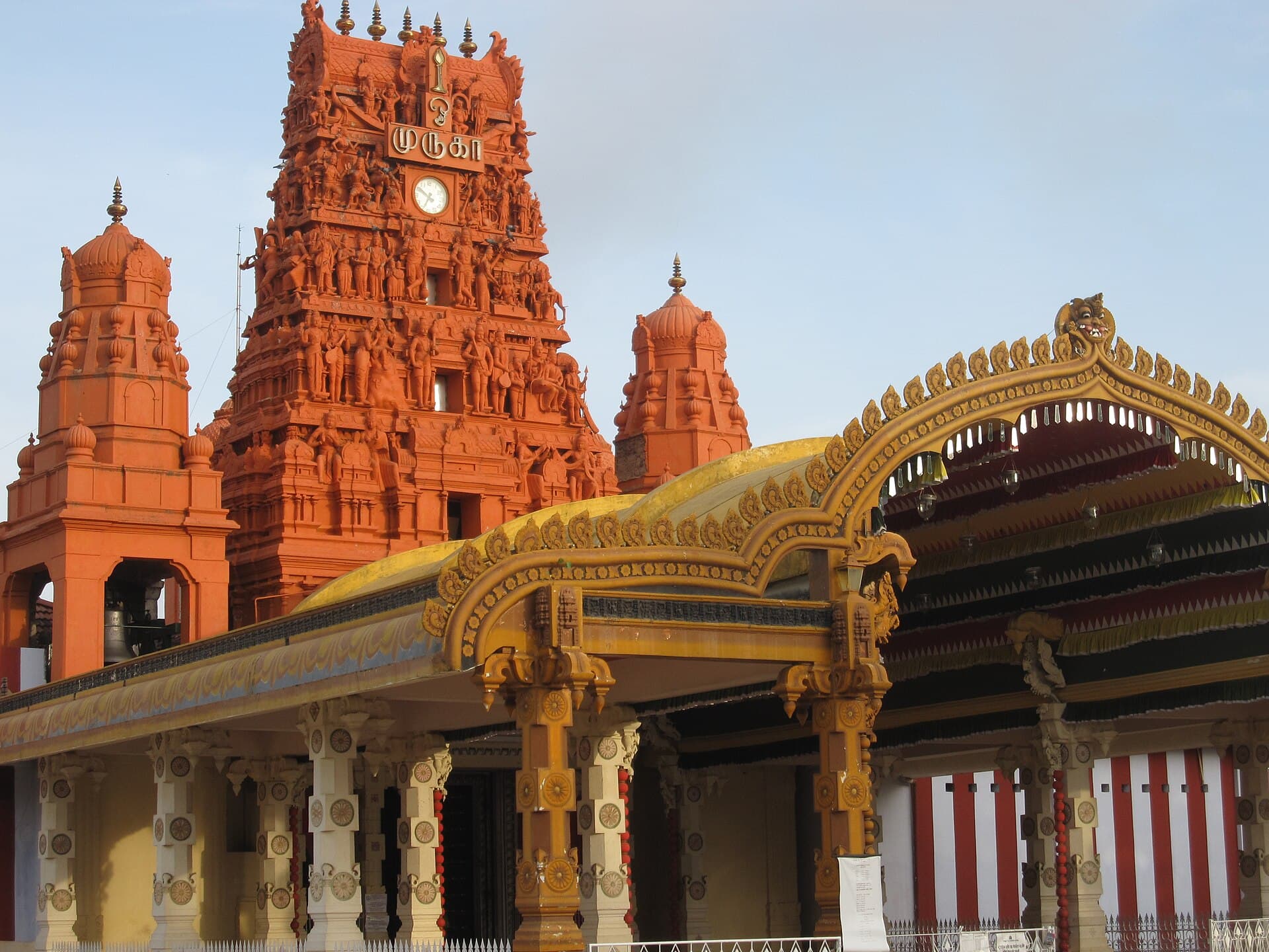 Nallur Kandaswamy Temple with its red and gold gopuram in Jaffna