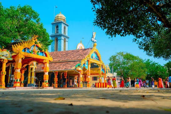 Selvasannithi Murugan Temple with its colourful entrance and tower in Thondaimanaru, Jaffna